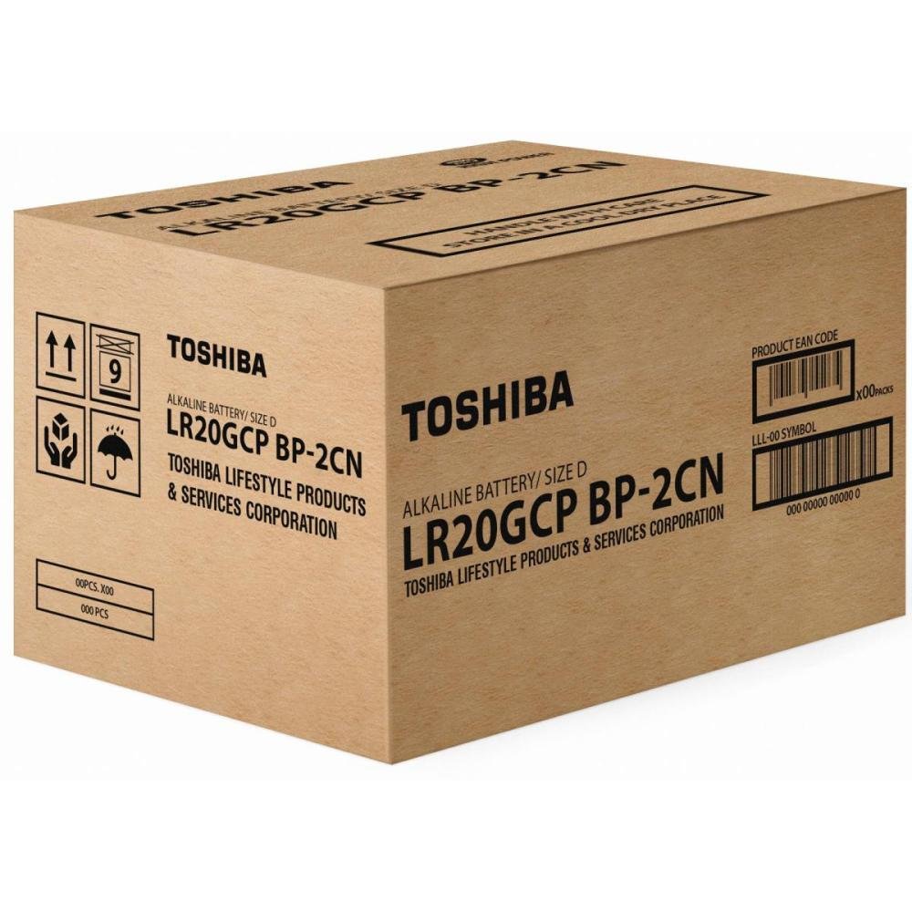 Pilha Alcalina D 1,5V LR20GCP Toshiba - Cartela com 2 unidades