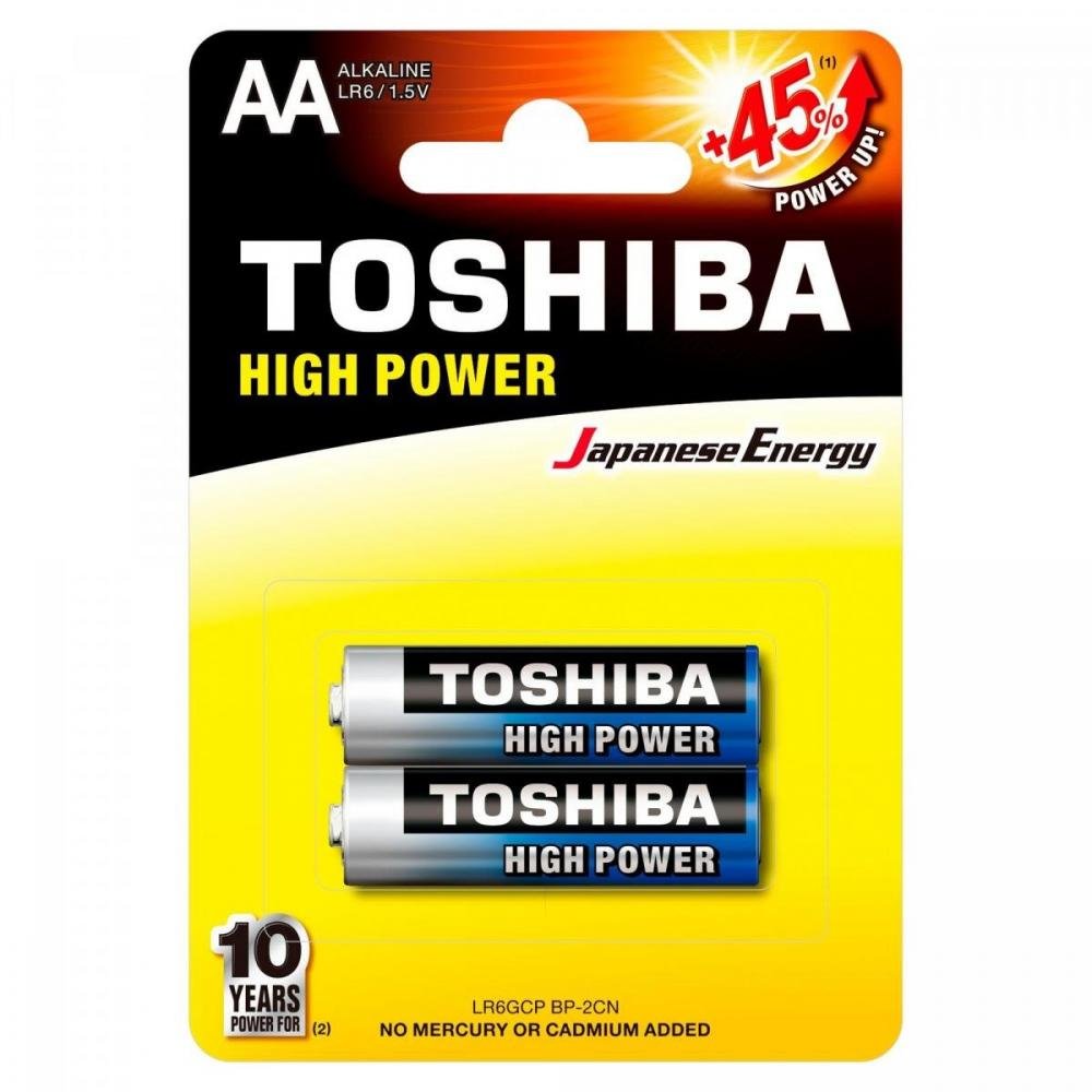 Pilha Alcalina AA 1,5V LR6GCP Toshiba - Cartela com 2 unidades