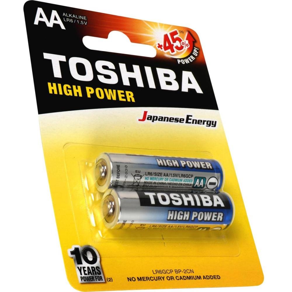 Pilha Alcalina AA 1,5V LR6GCP Toshiba - Cartela com 2 unidades