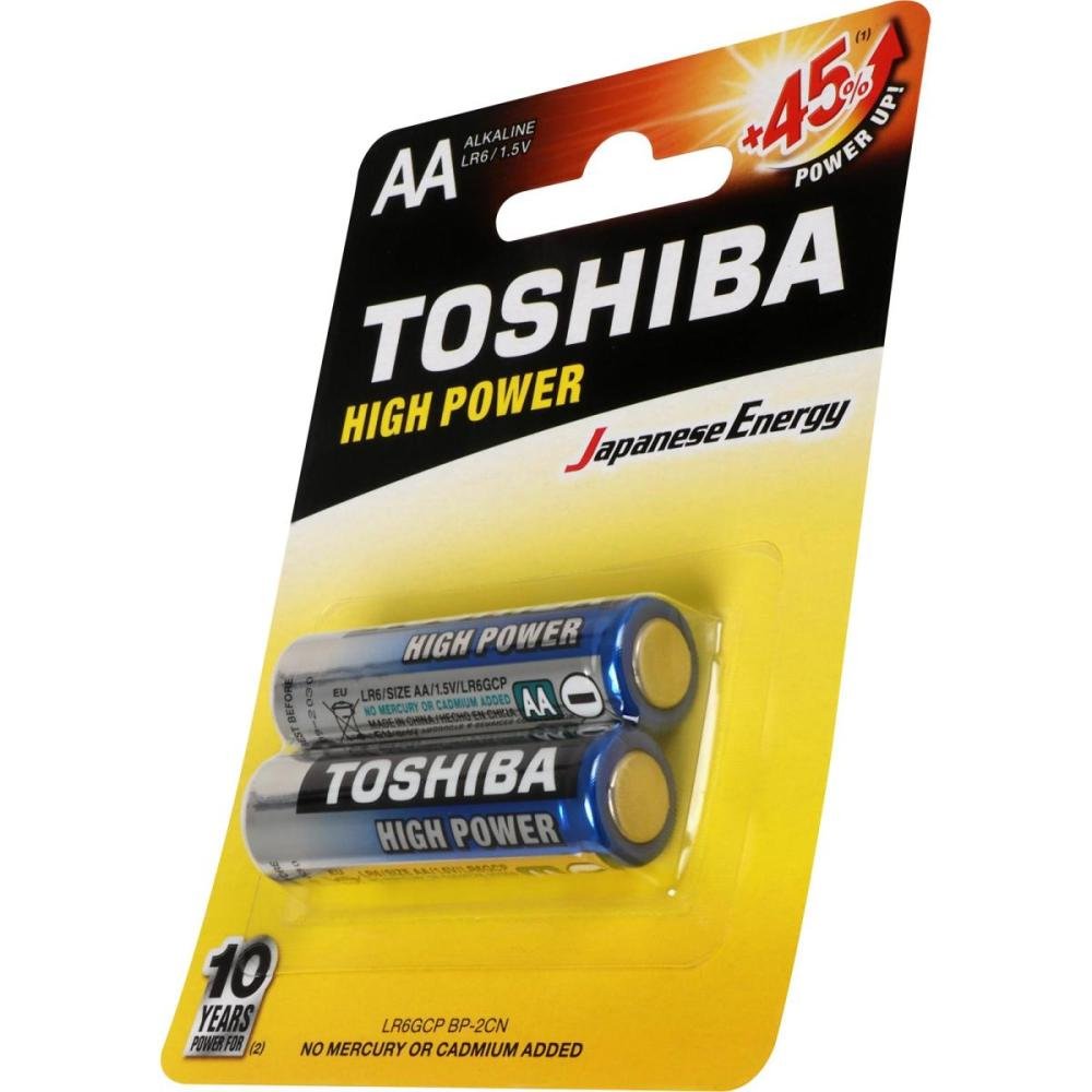 Pilha Alcalina AA 1,5V LR6GCP Toshiba - Cartela com 2 unidades