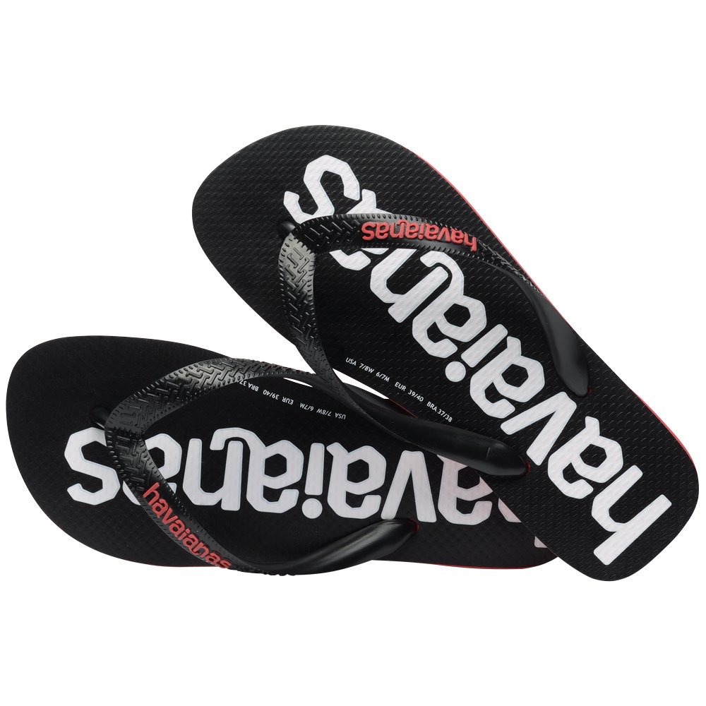 Chinelo Havaianas Top Logomania 2 (33-38) - Preto Vermelho Rubi 2090 Com 12 pares