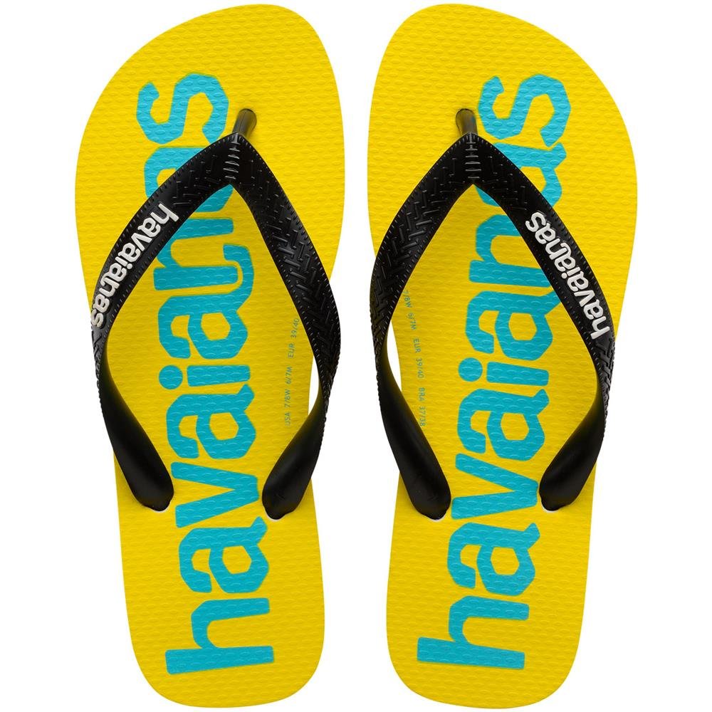 Chinelo Havaianas Top Logomania 2 (37-44) - Amarelo Branco Preto 0128 Com 12 pares