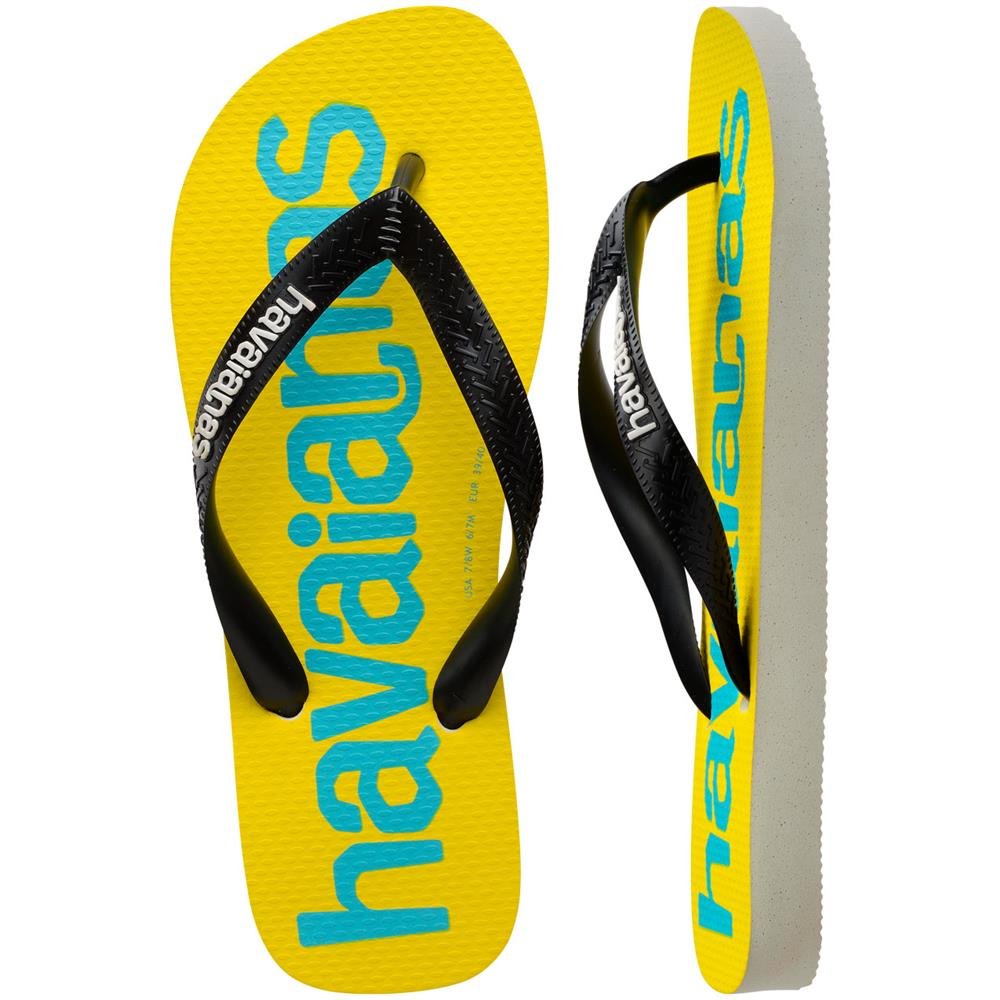 Chinelo Havaianas Top Logomania 2 (37-44) - Amarelo Branco Preto 0128 Com 12 pares