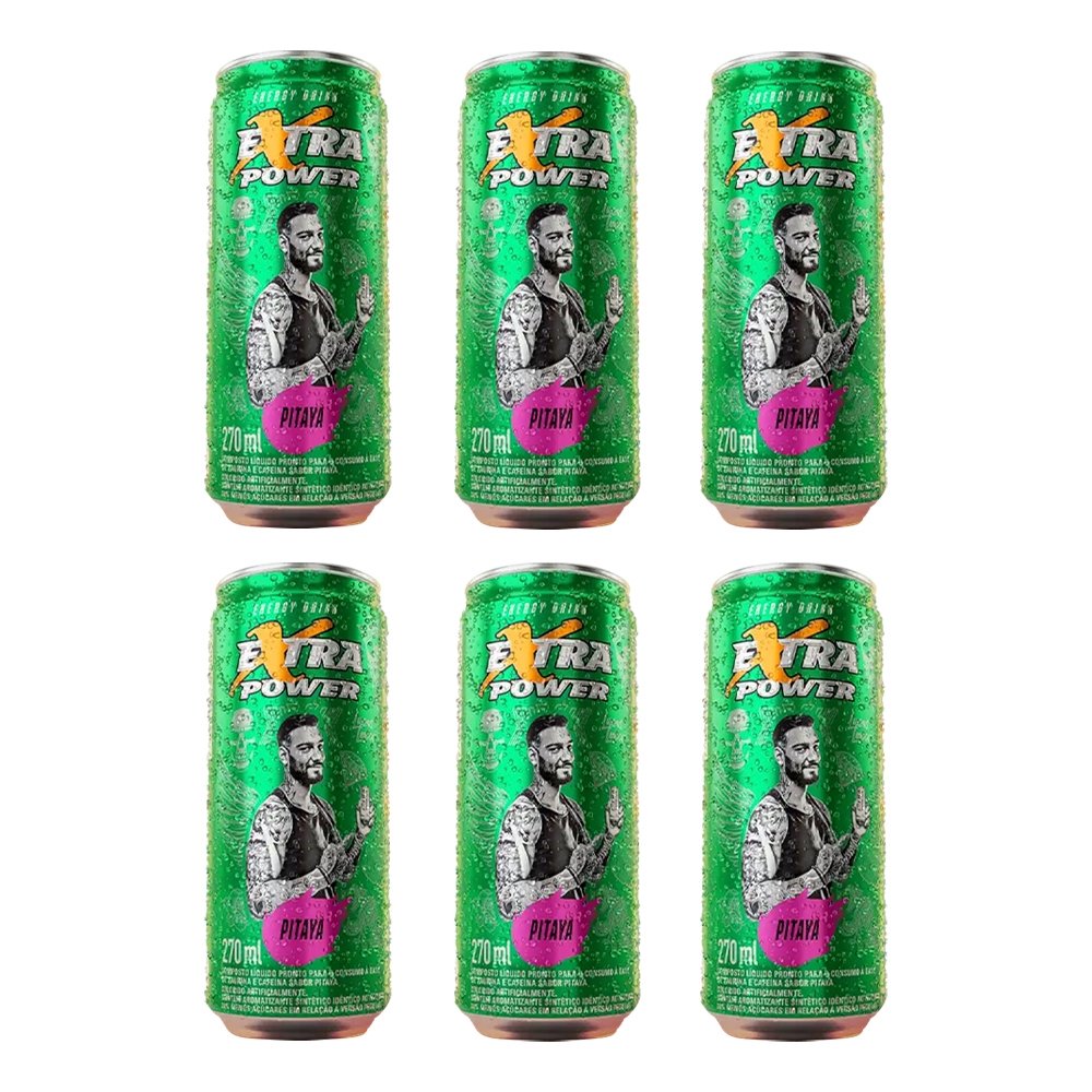 Energético Extra Power Pitaya 270ml - Embalagem com 6 Unidades