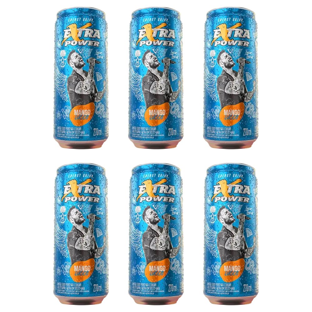 Energético Extra Power Mango 270ml - Embalagem com 6 Unidades