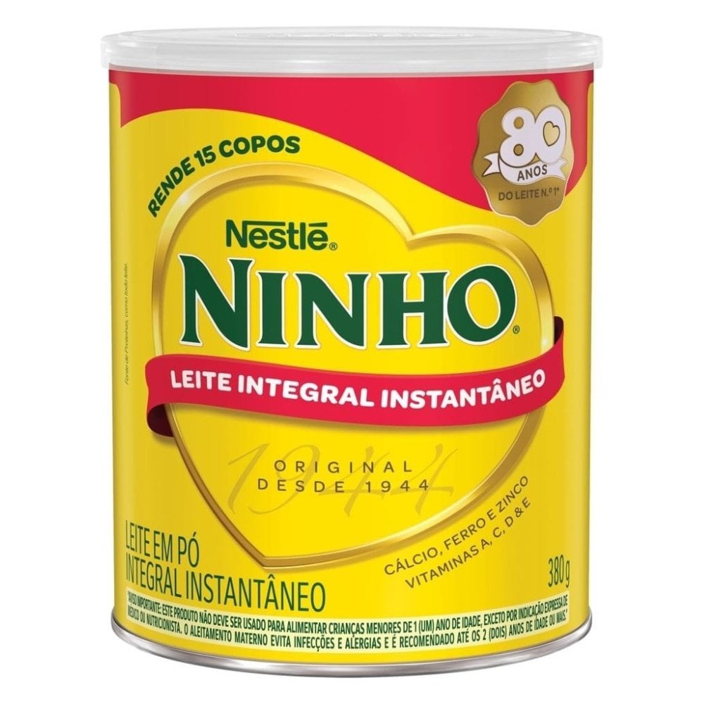 Leite em Pó Ninho Integral Instantâneo 380g - Embalagem com 24 Unidades