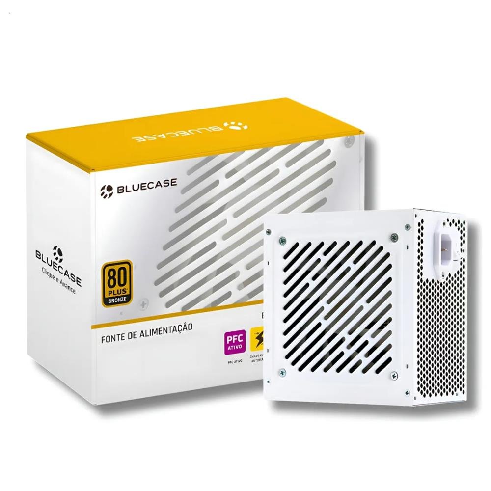 Fonte Atx 500W Bluecase 80 Plus Bronze Pfc Ativo Branca