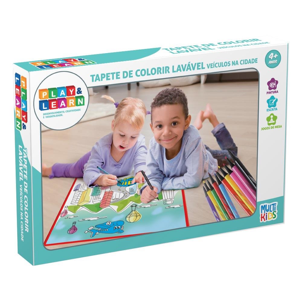 Tapete Lavavel Play & Learn Veiculos na Cidade 50x50cm Multikids - BR1744