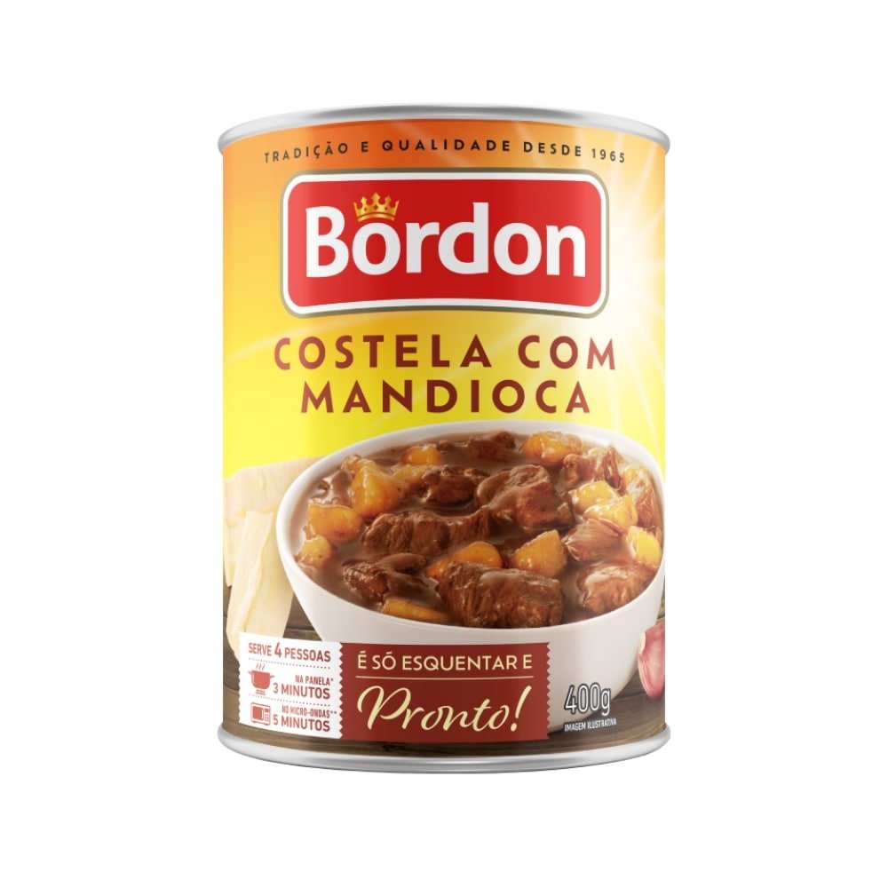 Carne Bovina em Conserva Bordon Costela com Mandioca 400g - Embalagem com 24 Unidades