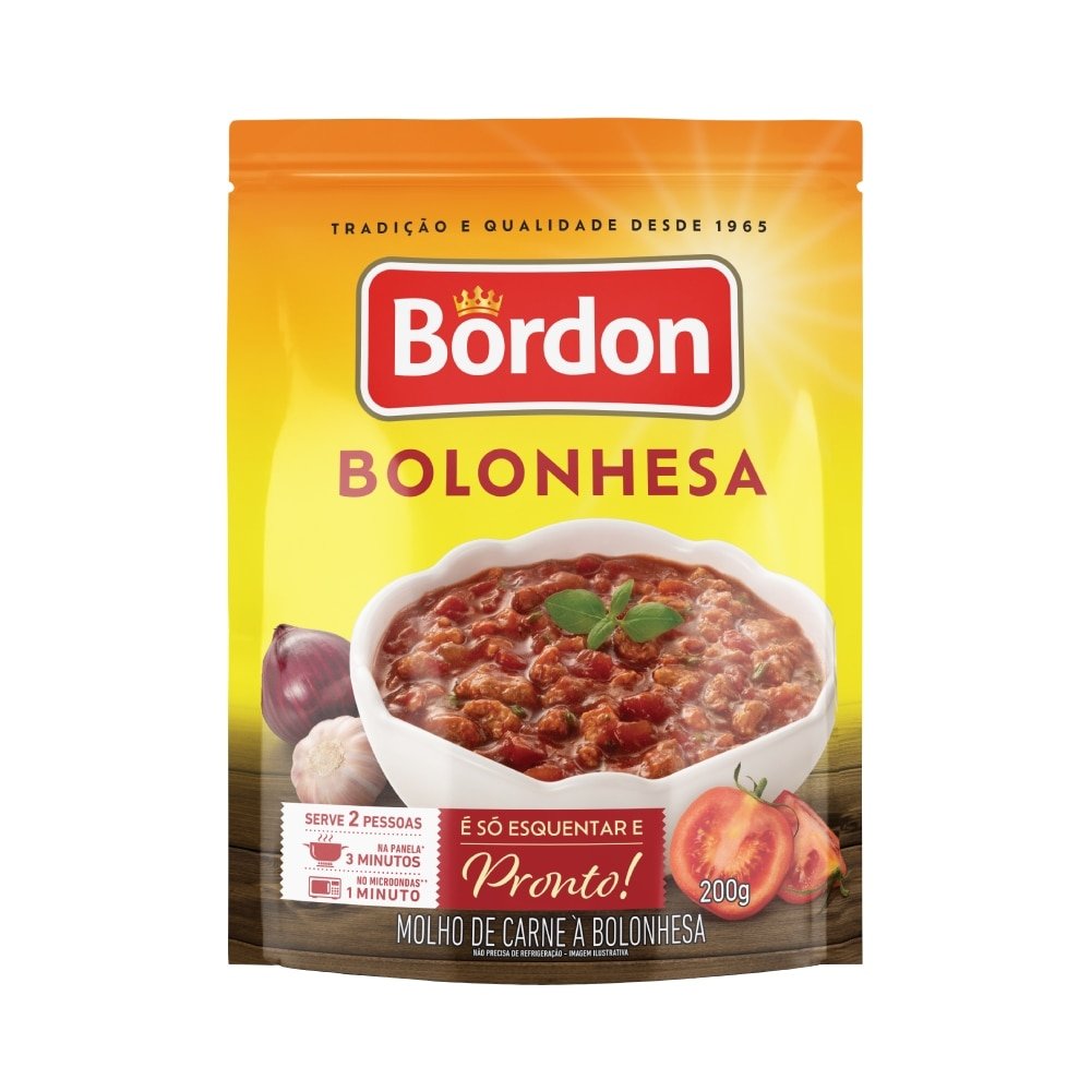 Carne Bovina Bordon Moída Temperada com Molho Tomate Pouch 200g - Embalagem com 12 Unidades