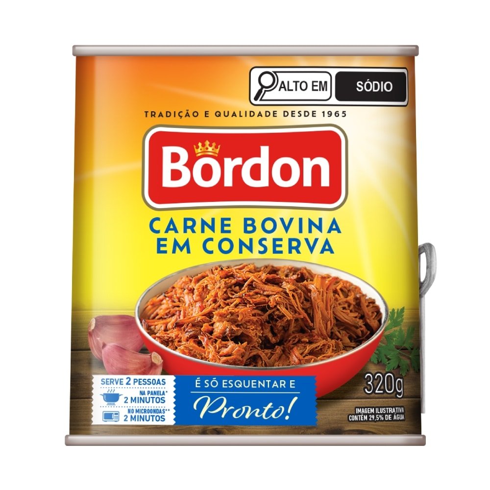 Carne Bovina Bordon em Conserva Lata 320g - Embalagem com 24 Unidades