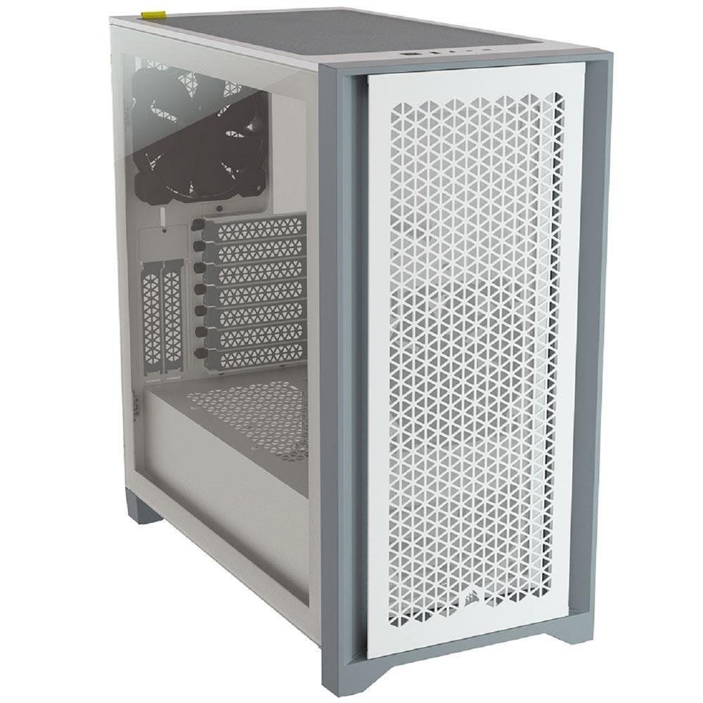 Gabinete Gamer Corsair Icue 4000D Airflow, Mid Tower, Vidro Temperado, Sem Fonte, Com 3 Fans Rgb, Branco