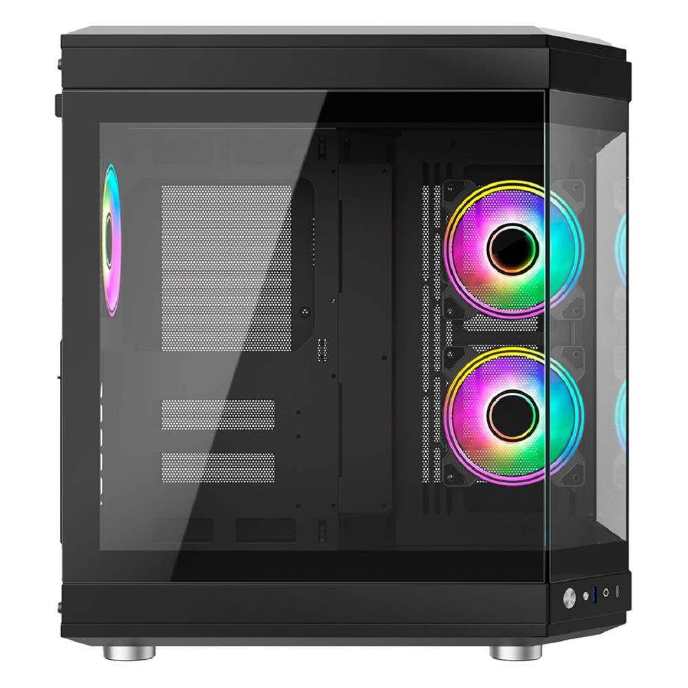 Gabinete Gamer Liketec Unreal Dark, Cube Desing, Mid Tower, Vidro Temperado, Sem Fonte, Sem Fans, Preto