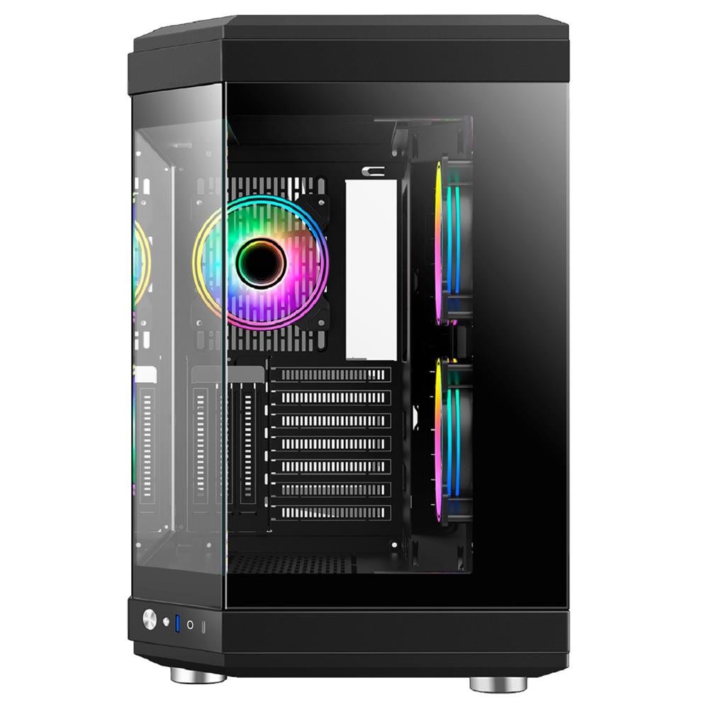 Gabinete Gamer Liketec Unreal Dark, Cube Desing, Mid Tower, Vidro Temperado, Sem Fonte, Sem Fans, Preto