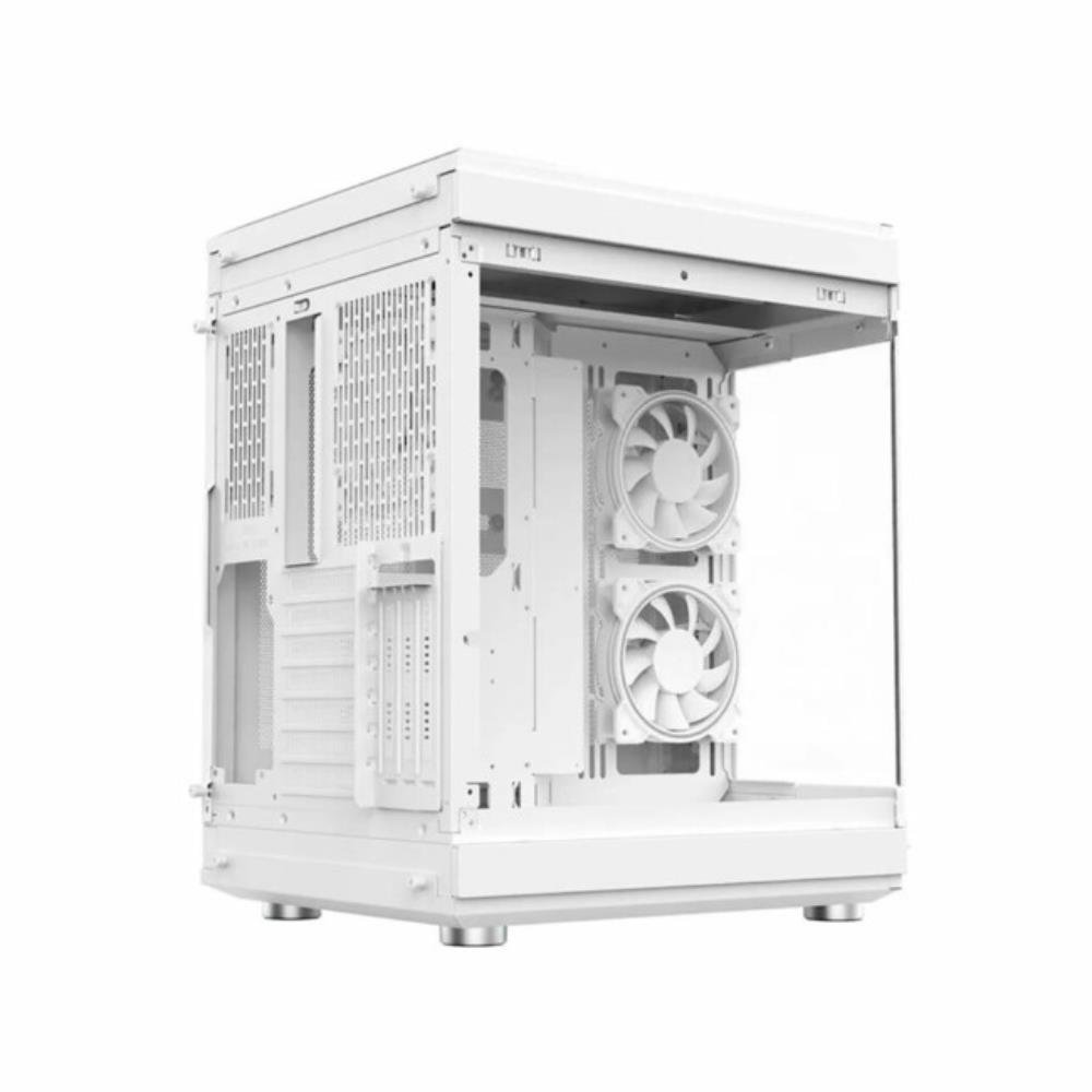 Gabinete Gamer Liketec Unreal Snow, Cube Design, Mid Tower, Vidro Temperado, Branco, S/ Fonte e S/ Fans, 2054