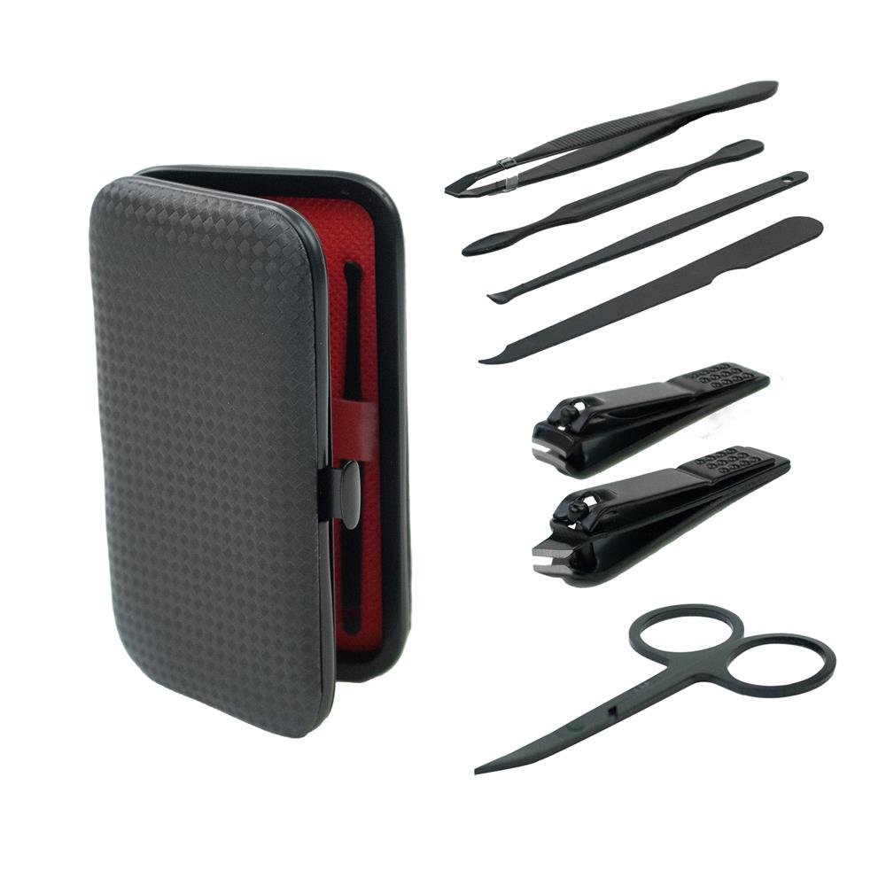Kit Estojo Cortador De Unha Premium 7 Peças - Edição Black