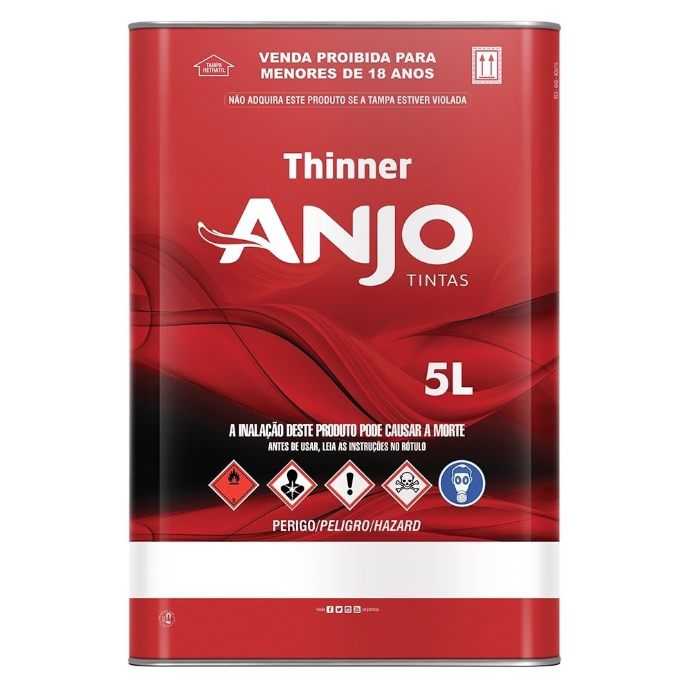 Thinner PU 5000 Anjo 5 Litros - Embalagem com 4 Unidades