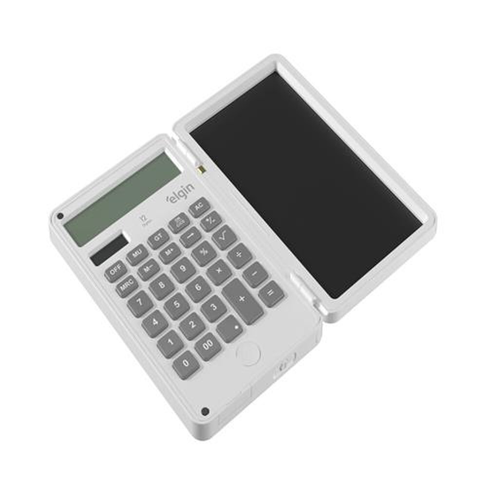 Calculadora De Mesa 12 Dígitos com Bloco de Anotações Elgin Branca