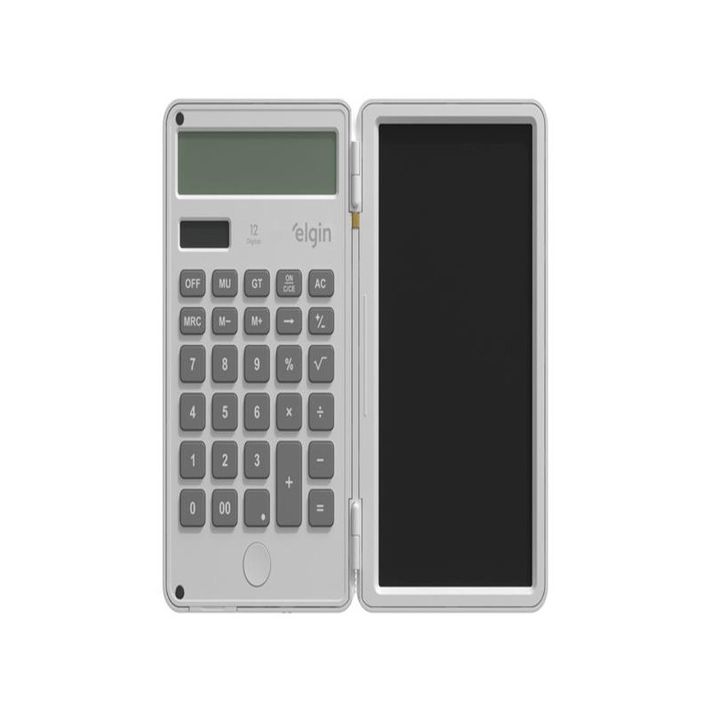 Calculadora De Mesa 12 Dígitos com Bloco de Anotações Elgin Branca