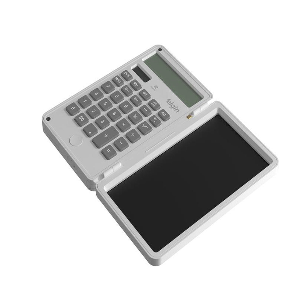 Calculadora De Mesa 12 Dígitos com Bloco de Anotações Elgin Branca