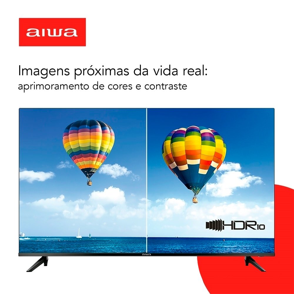 Smart TV DLED 32" Aiwa AWSTV32BL02A - HD, Wi-Fi, 2 USB, 2 HDMI, Borda Ultrafina, 60Hz