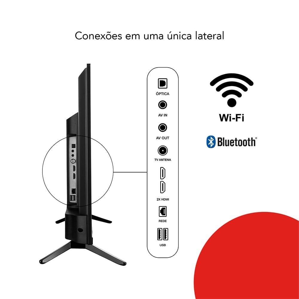 Smart TV DLED 32" Aiwa AWSTV32BL02A - HD, Wi-Fi, 2 USB, 2 HDMI, Borda Ultrafina, 60Hz