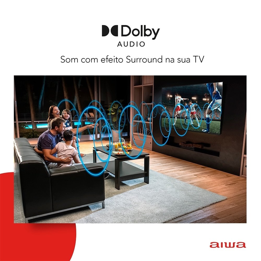 Smart TV DLED 32" Aiwa AWSTV32BL02A - HD, Wi-Fi, 2 USB, 2 HDMI, Borda Ultrafina, 60Hz