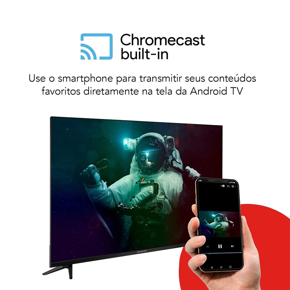 Smart TV DLED 32" Aiwa AWSTV32BL02A - HD, Wi-Fi, 2 USB, 2 HDMI, Borda Ultrafina, 60Hz