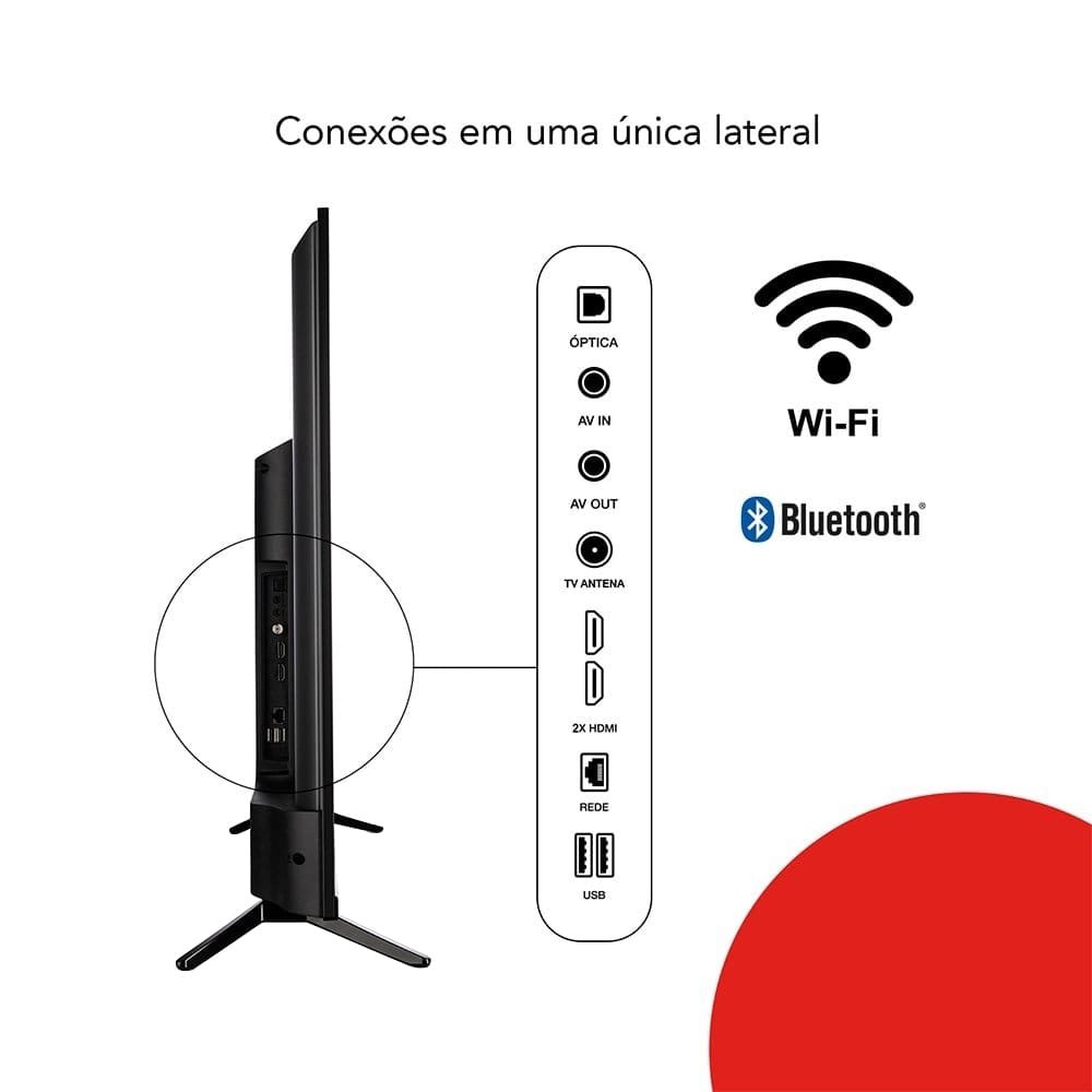 Smart TV DLED 43" Aiwa AWSTV43BL02A - Full HD, Wi-Fi, 2 USB, 2 HDMI, Borda Ultrafina, 60Hz