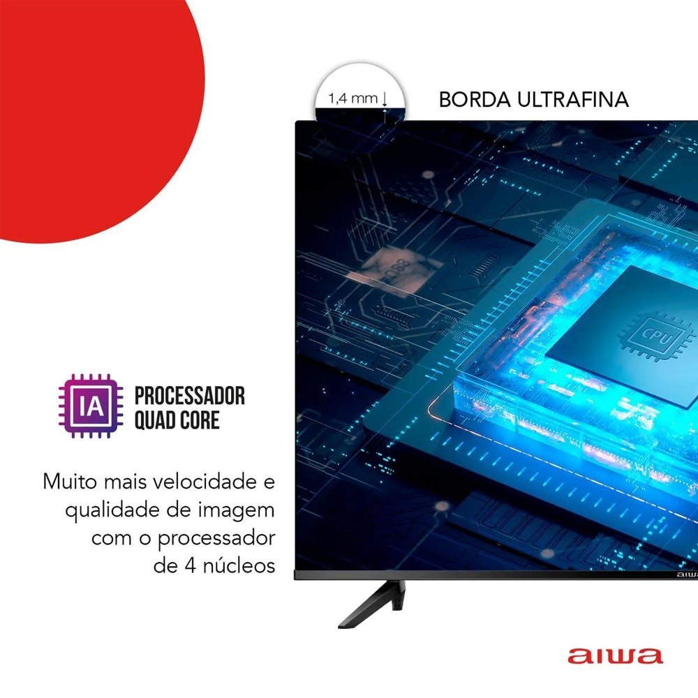 Smart TV LED 50" Aiwa 50BL02A - 4K UHD, com Wi-Fi, 2 USB, 3 HDMI, Borda Ultrafina, 60Hz