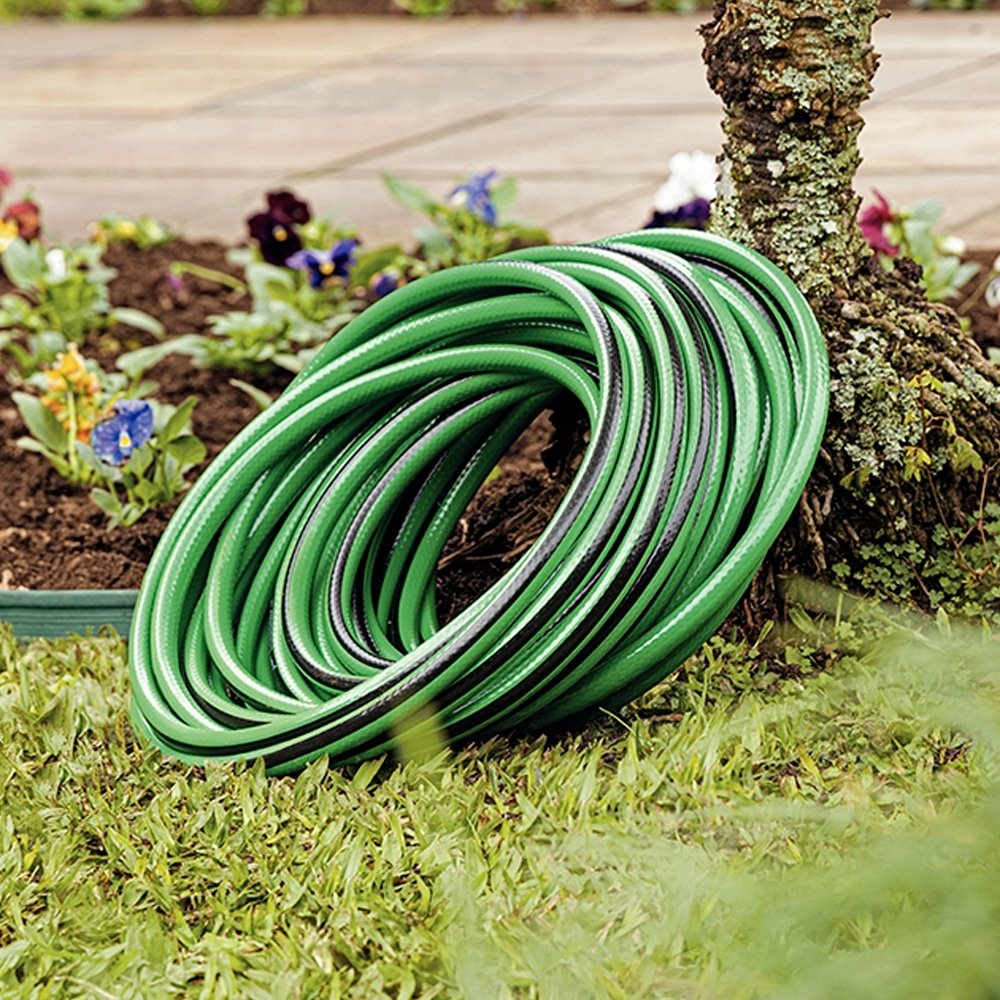 Mangueira Jardim Tramontina Flex Verde Com Faixa Preta 4 Camadas 10m