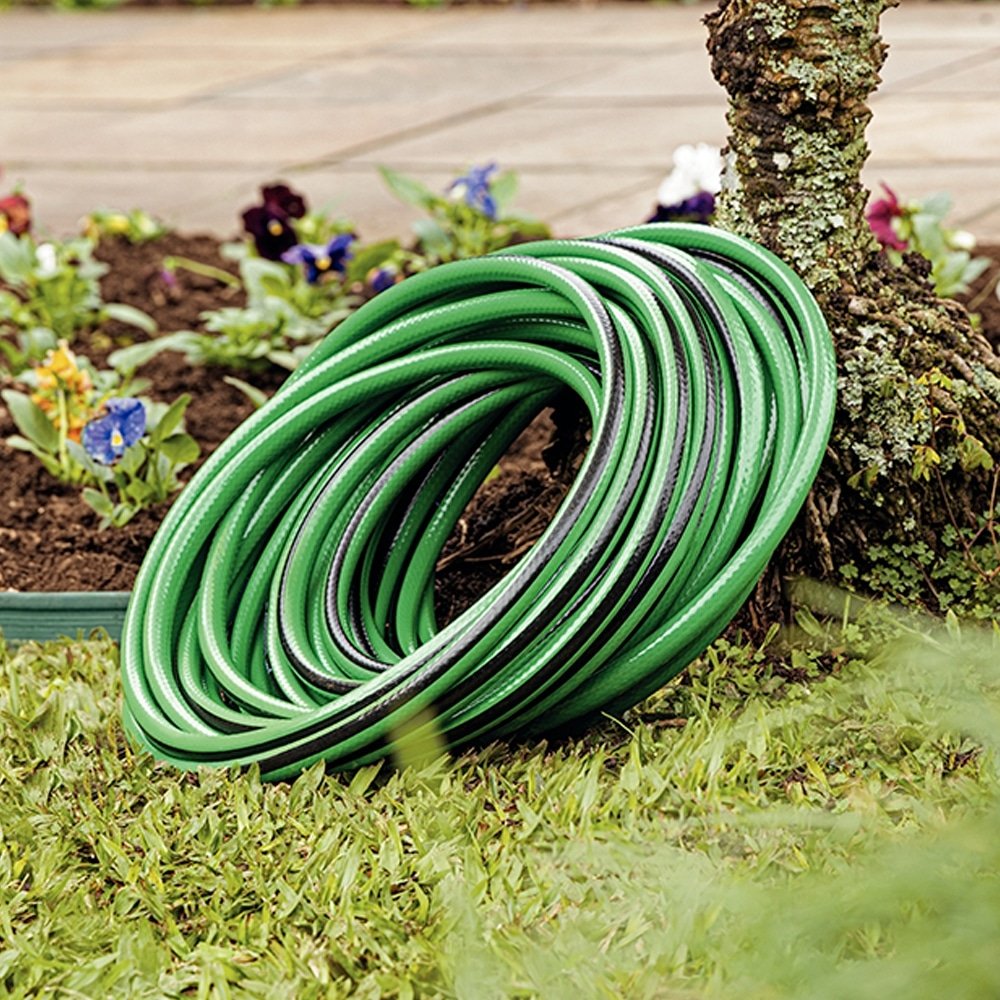 Mangueira Jardim Tramontina Flex Verde Com Faixa Preta 4 Camadas 100m