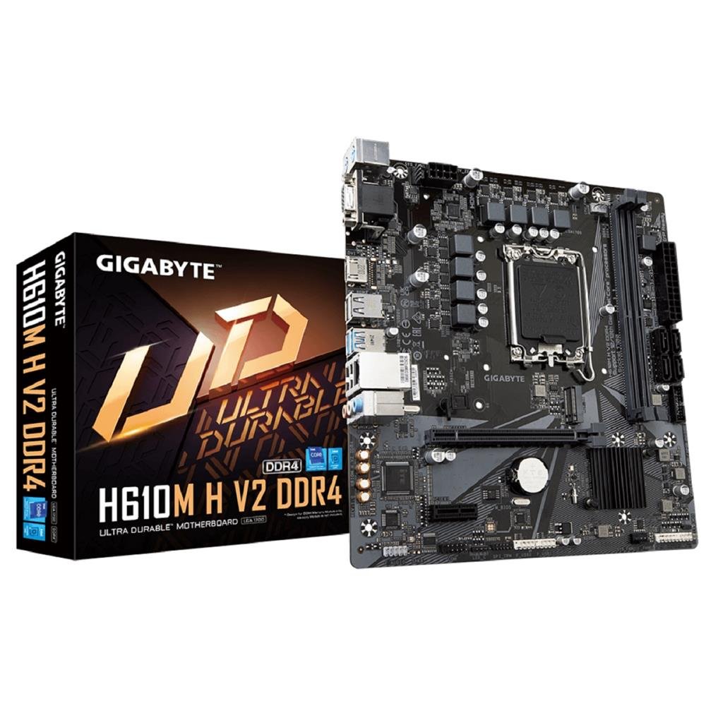 Placa Mãe Gigabyte H610M H V2 DDR4, Chipset H610, Intel LGA 1700, mATX, DDR4