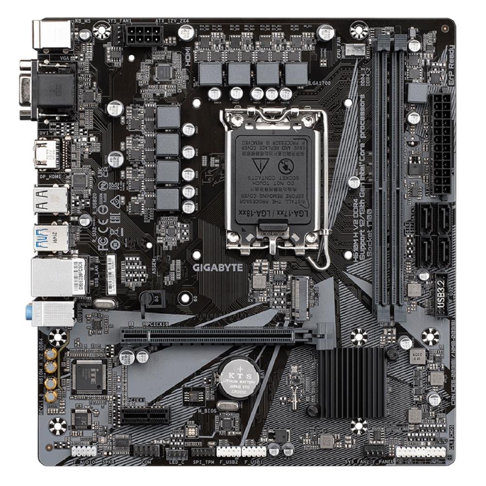 Placa Mãe Gigabyte H610M H V2 DDR4, Chipset H610, Intel LGA 1700, mATX, DDR4