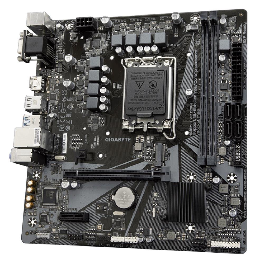 Placa Mãe Gigabyte H610M H V2 DDR4, Chipset H610, Intel LGA 1700, mATX, DDR4
