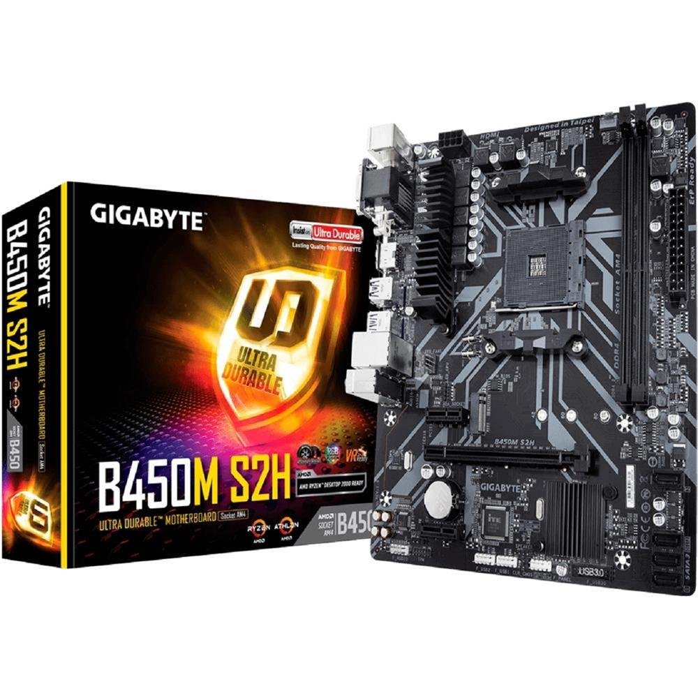 Placa Mãe Gigabyte B450m S2h, Chipset B450, Amd Am4, Matx, Ddr4
