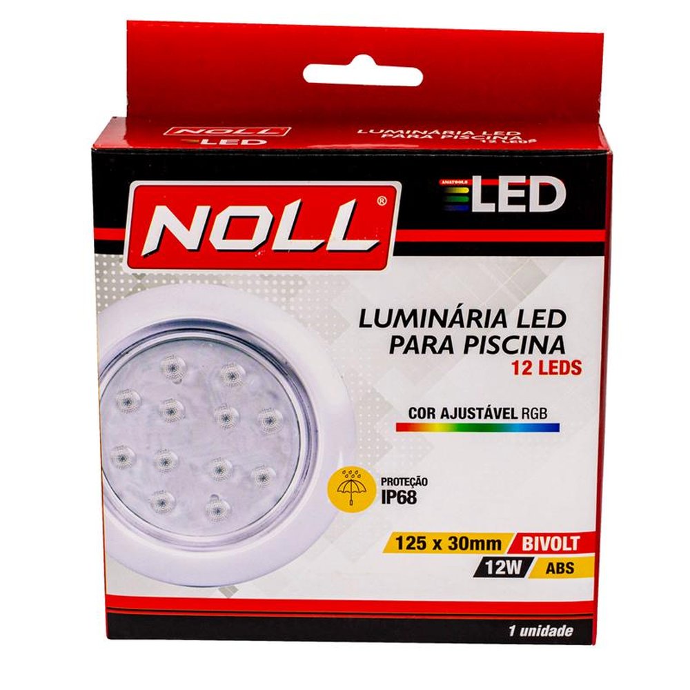 Luminária Led Piscina Rgb Ip68 12W - 12 Led Noll