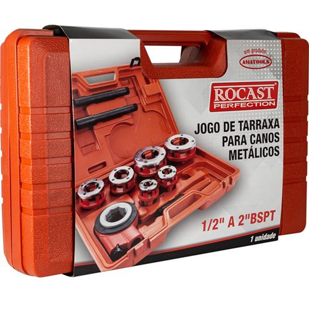Jogo Tarraxa Para Canos Metálicos 1/2" A 2" Rocast