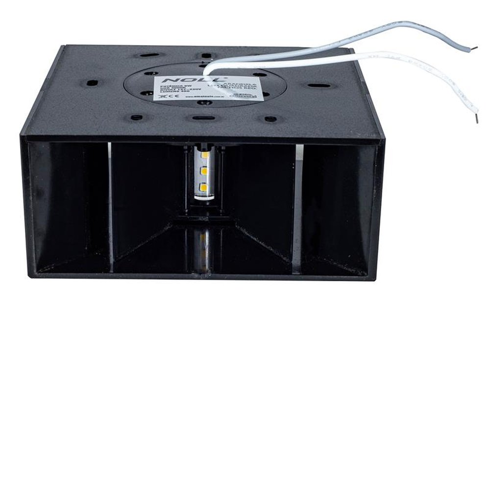 Arandela Led Preta Quadrada 6W - Facho Regulável Noll