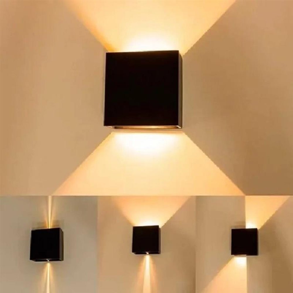 Arandela Led Preta Quadrada 6W - Facho Regulável Noll