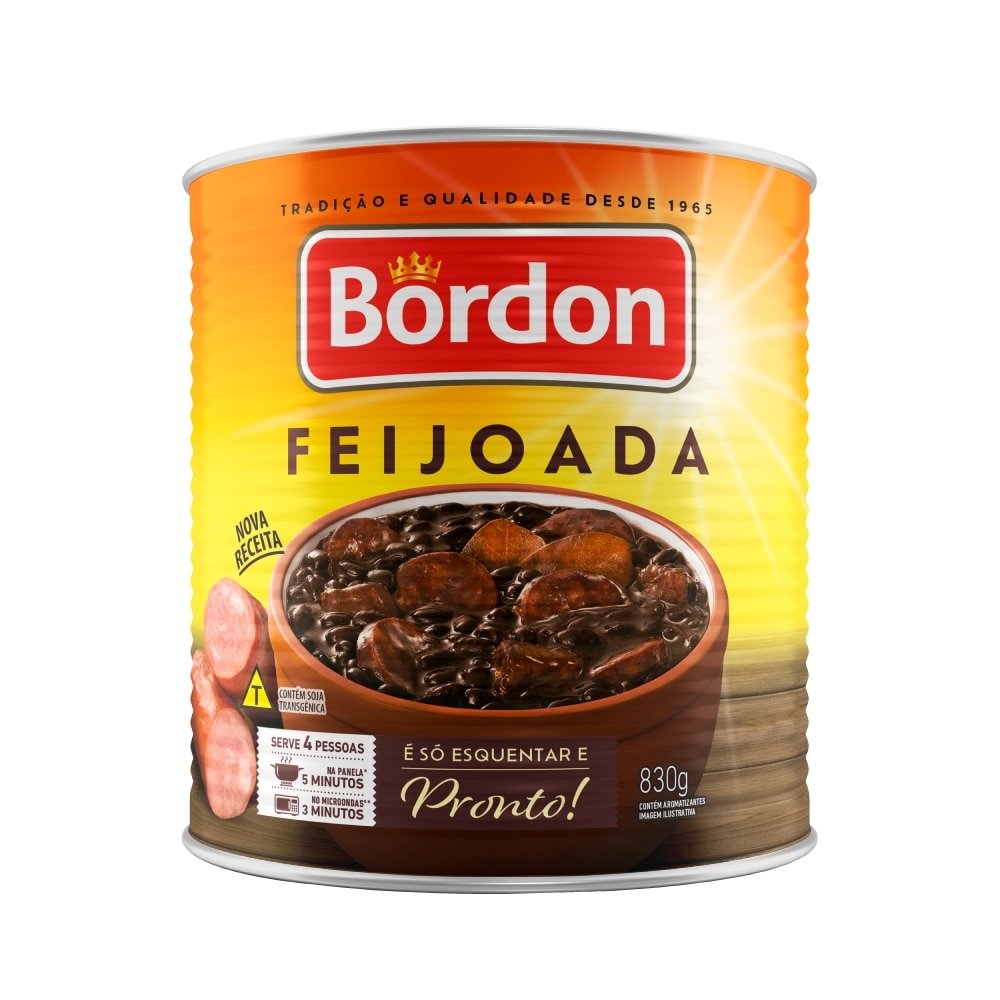 Feijoada em Lata Bordon 830g - Embalagem com 12 Unidades