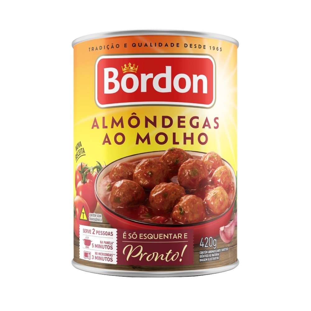 Almôndegas Bordon ao Molho 420g - Embalagem com 24 Unidades