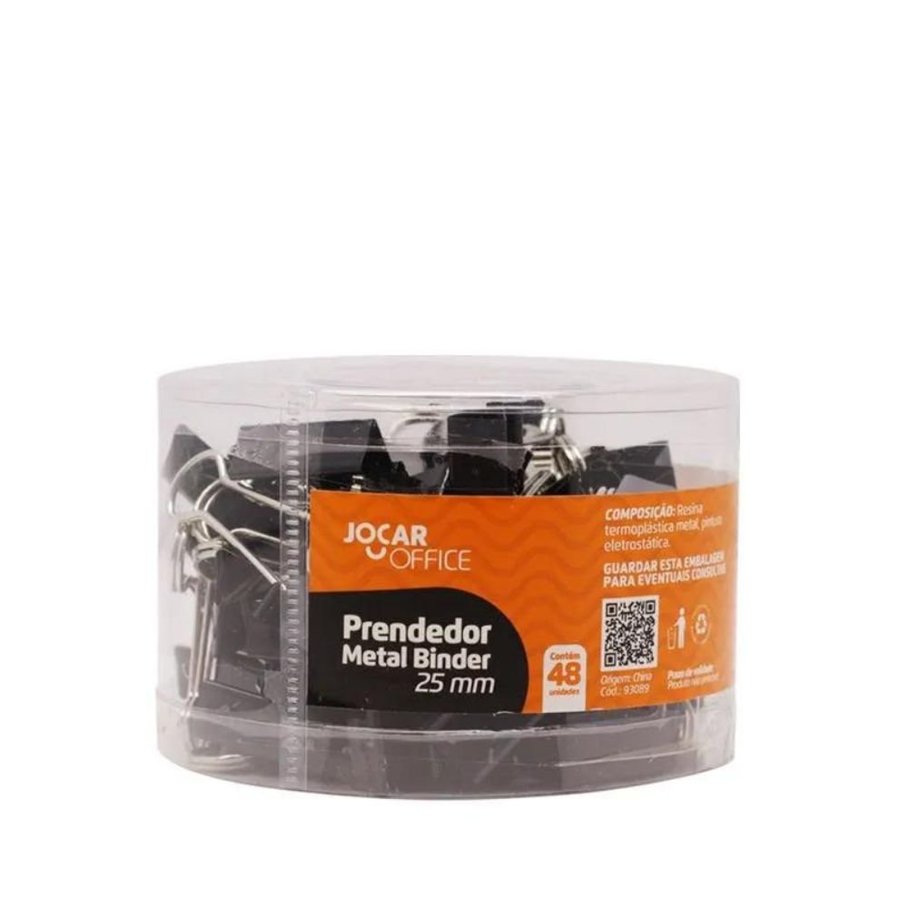 Prendedor Metal Binder Preto 25mm Jocar Office Leonora_93089