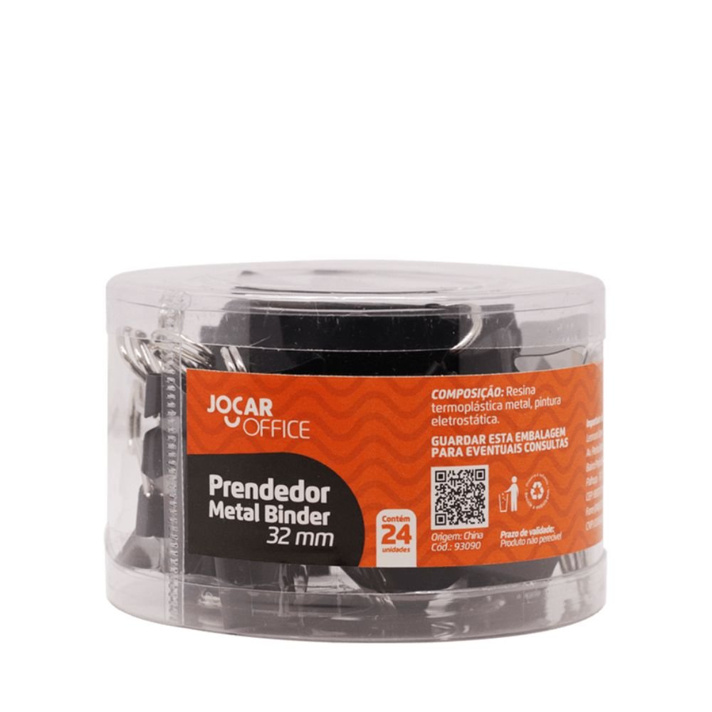 Prendedor Metal Binder Preto 32mm Jocar Office Leonora_93090