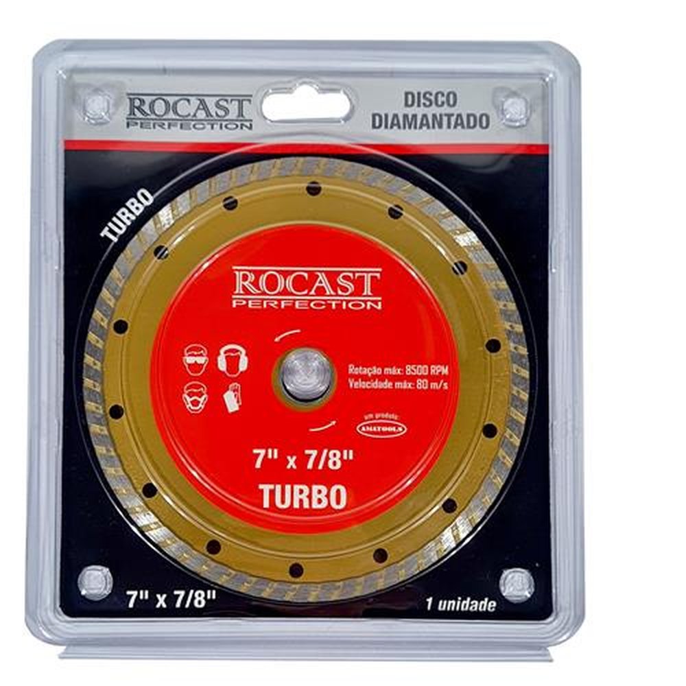 Disco Diamantado Para Esmerilhadeira Turbo 7 X 7/8" - Turbo Rocast
