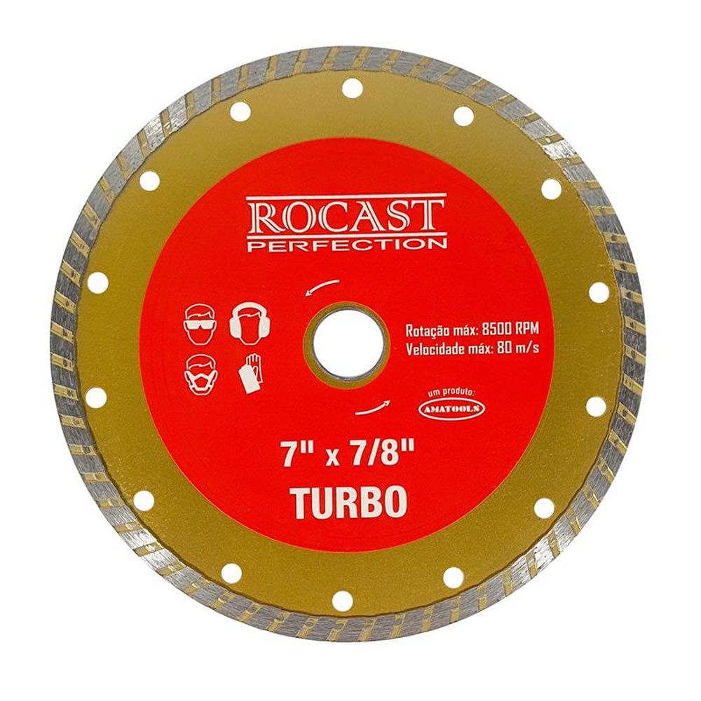 Disco Diamantado Para Esmerilhadeira Turbo 7 X 7/8" - Turbo Rocast