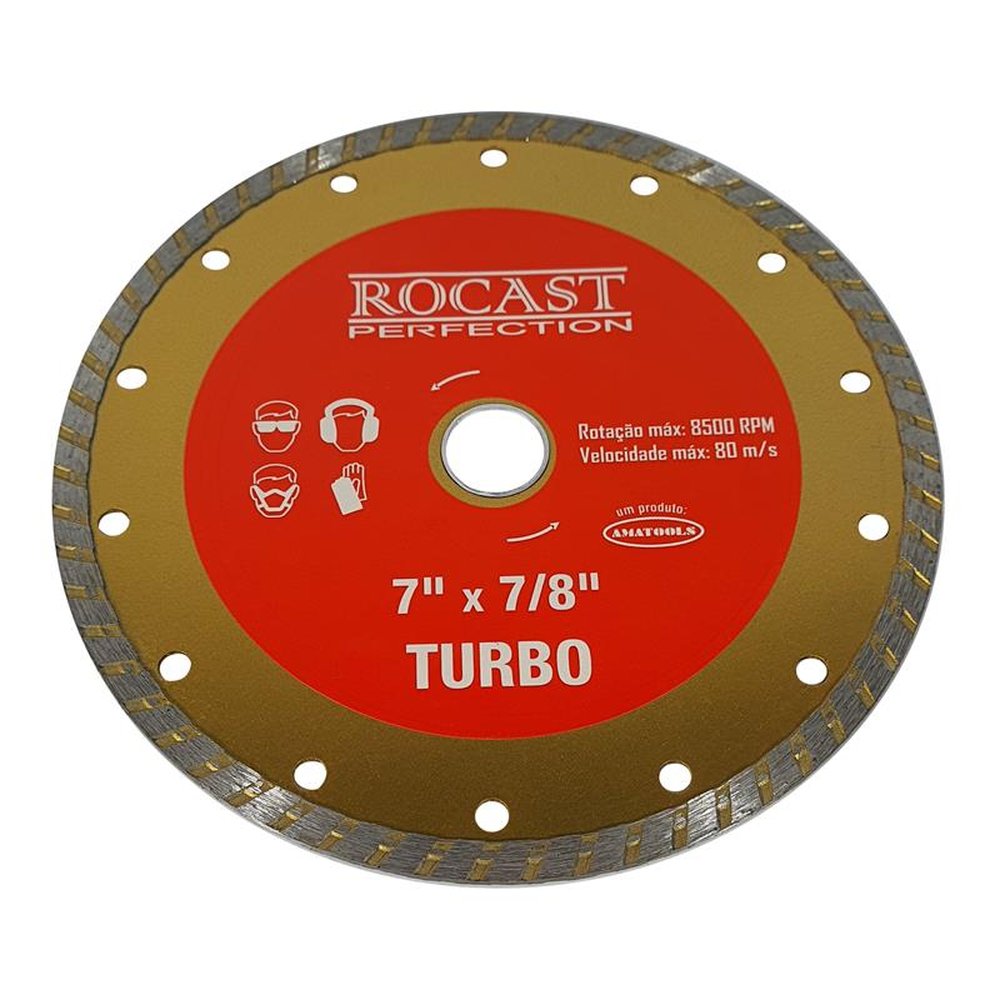 Disco Diamantado Para Esmerilhadeira Turbo 7 X 7/8" - Turbo Rocast