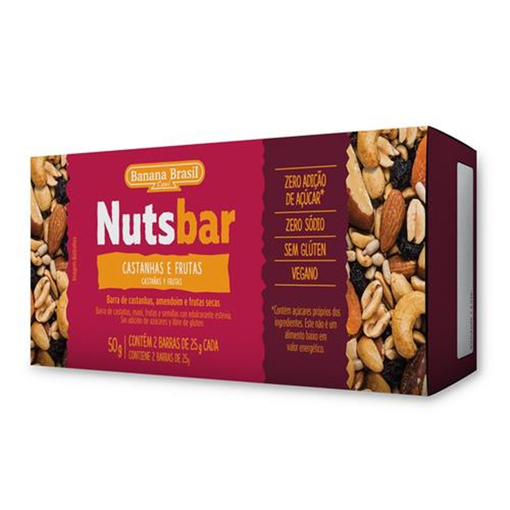 Nutsbar - Barra de Castanhas e Frutas 25g - Pack com 2 unidades - Cx c/ 30 Pack