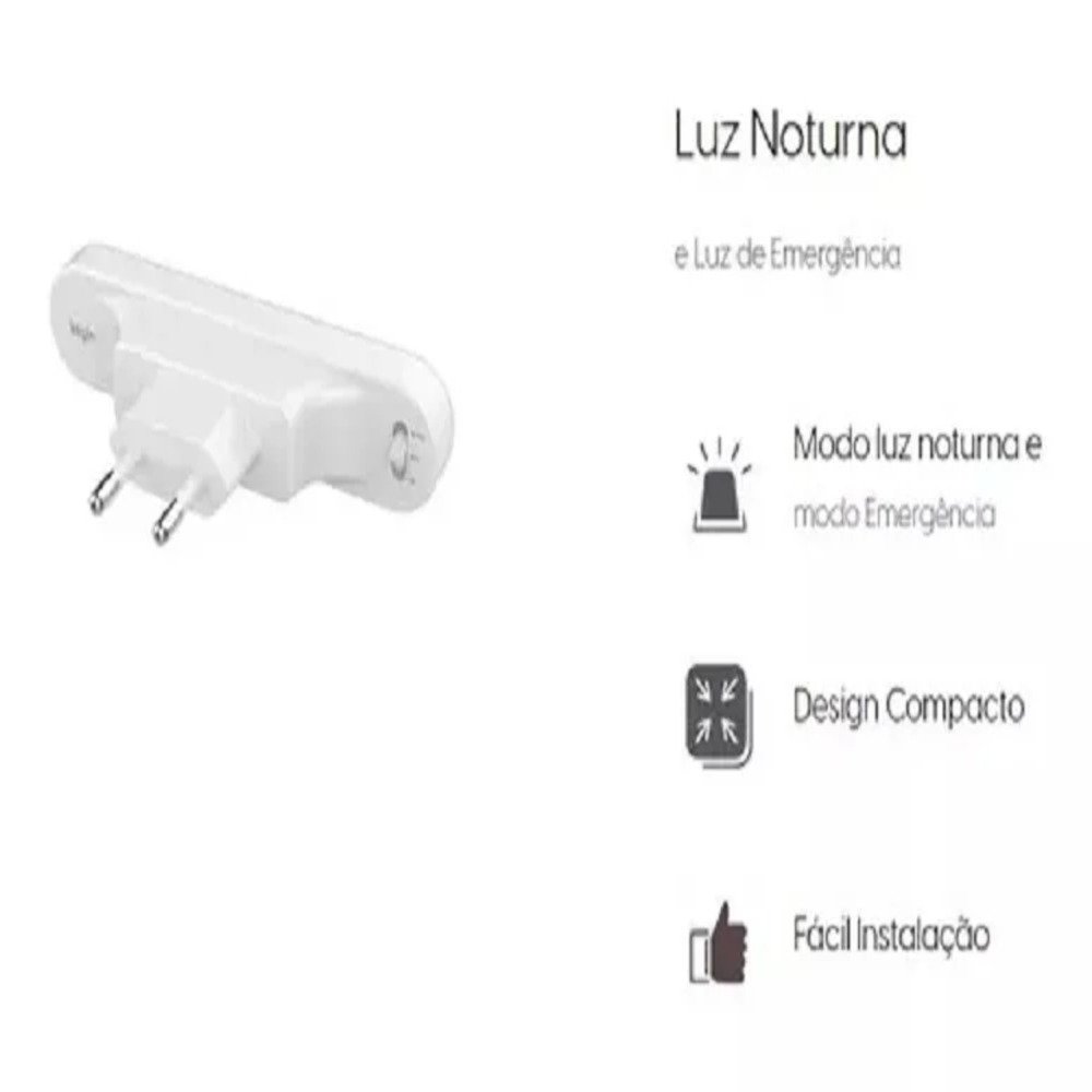 Luz Noturna Luminária Emergencia Elgin 2 em 1 Bivolt