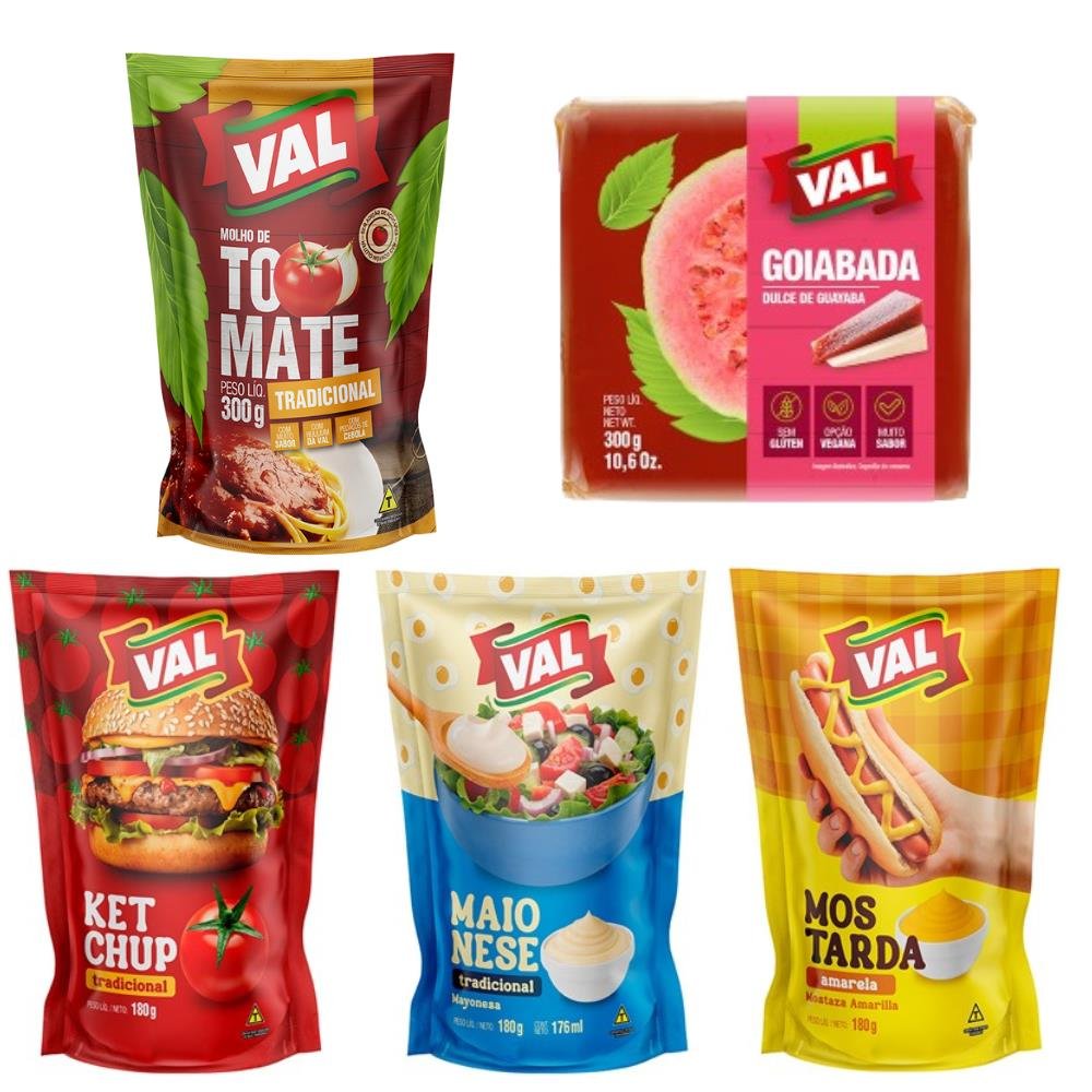Mix Val - Molho Tradicional 300g + Goiabada 300g + Maionese Sache + Ketchup Sache + Mostarda Sachê